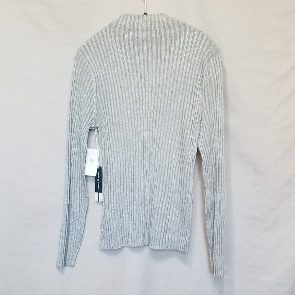 COURT & ROWE Metallic Mock Neck Ribbed Sweater - Picture 5 of 9